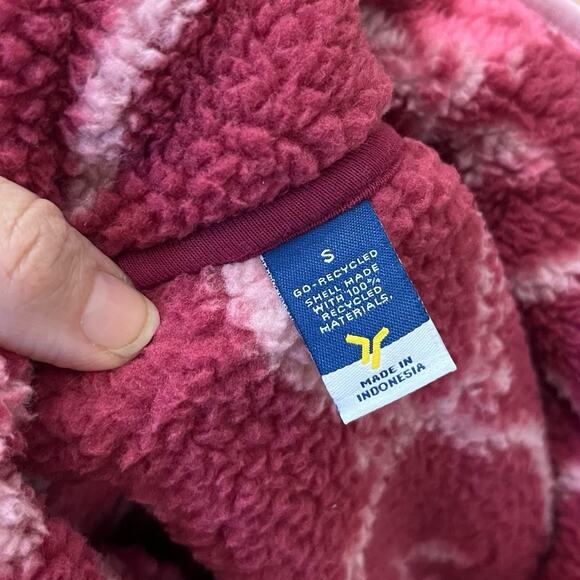 Old Navy Quarter Zip Sherpa Pullover Jacket Small Floral Bow Print Coquette Pink - Picture 6 of 8